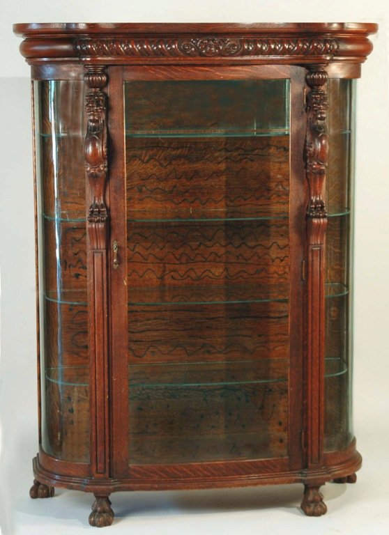 Appraisal: Golden oak china cabinet in the late Art Nouveau style