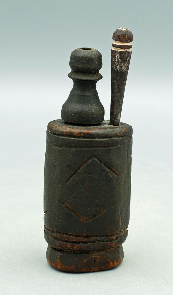 Appraisal: Kohl Container - Morocco or Ethiopia A fine carved wood