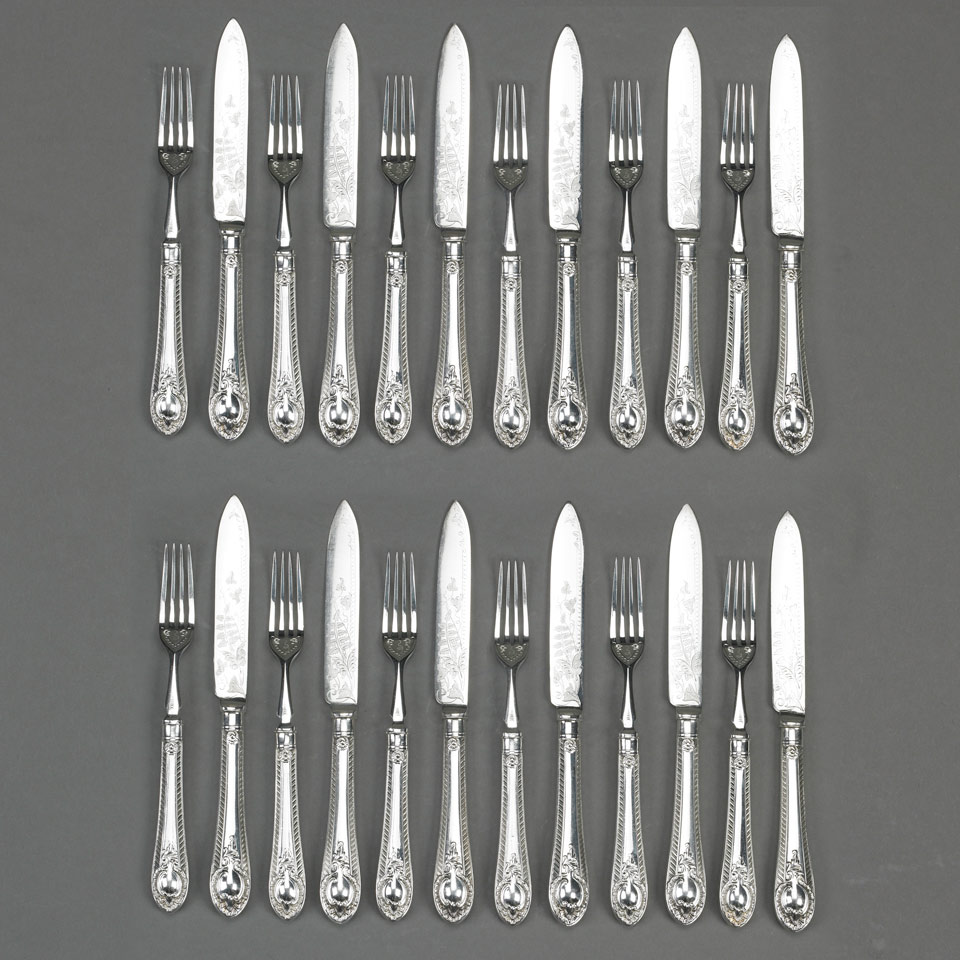 Appraisal: Victorian Silver Plated Dessert Flatware Service late th century comprising