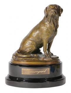 Appraisal: Patinated bronze figural sculpture depicting a seated Labrador Retriever rising