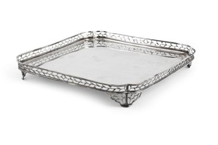 Appraisal: A Dutch gallery card tray of shaped square outline with