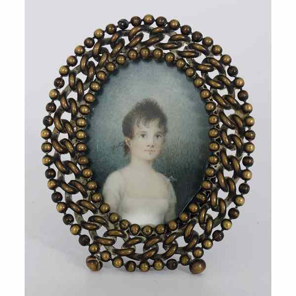 Appraisal: Miniature Painted Portrait on Ivory American a miniature hand-painted portrait