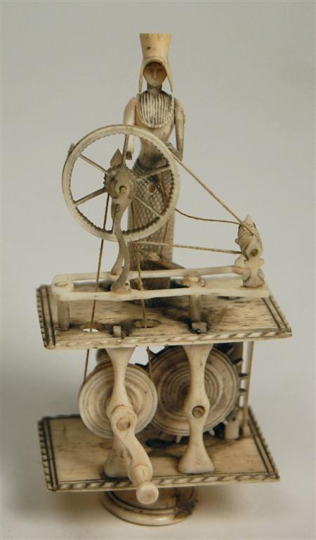 Appraisal: NAPOLEONIC BONE PRISONER OF WAR CARVED SPINNING JENNY TH CENTURY