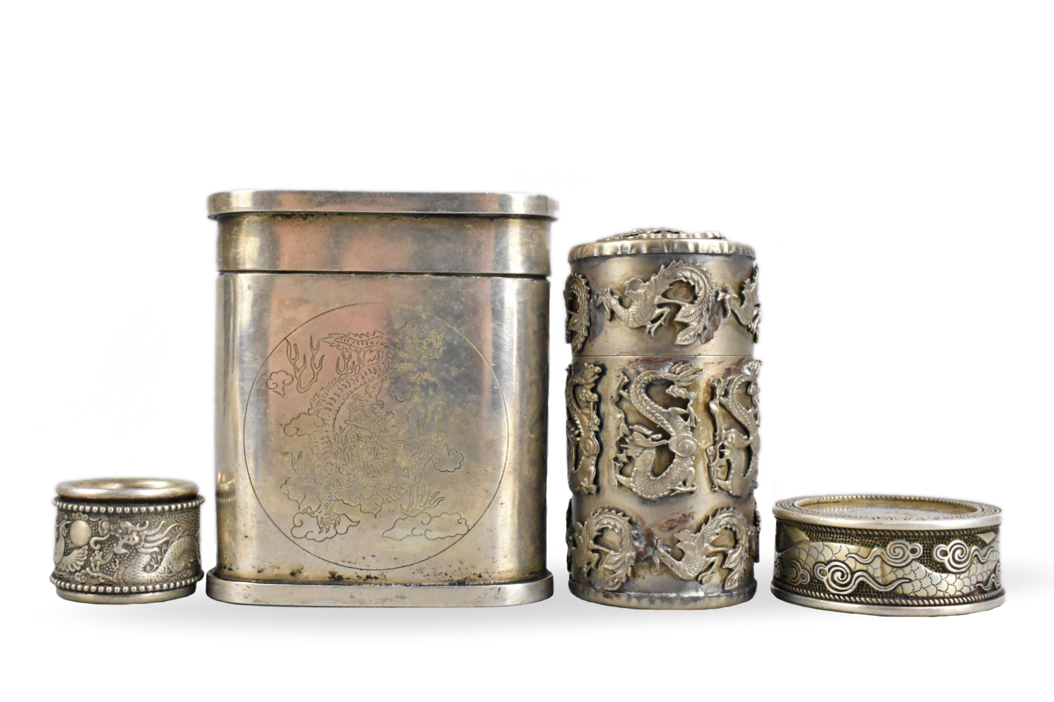 Appraisal: A set of Chinese silver items Three different shaped silver