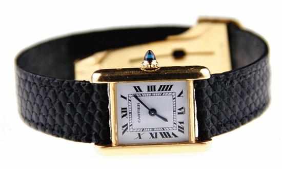 Appraisal: Cartier gold Tank lady's wristwatch circa case no nickel-finish lever