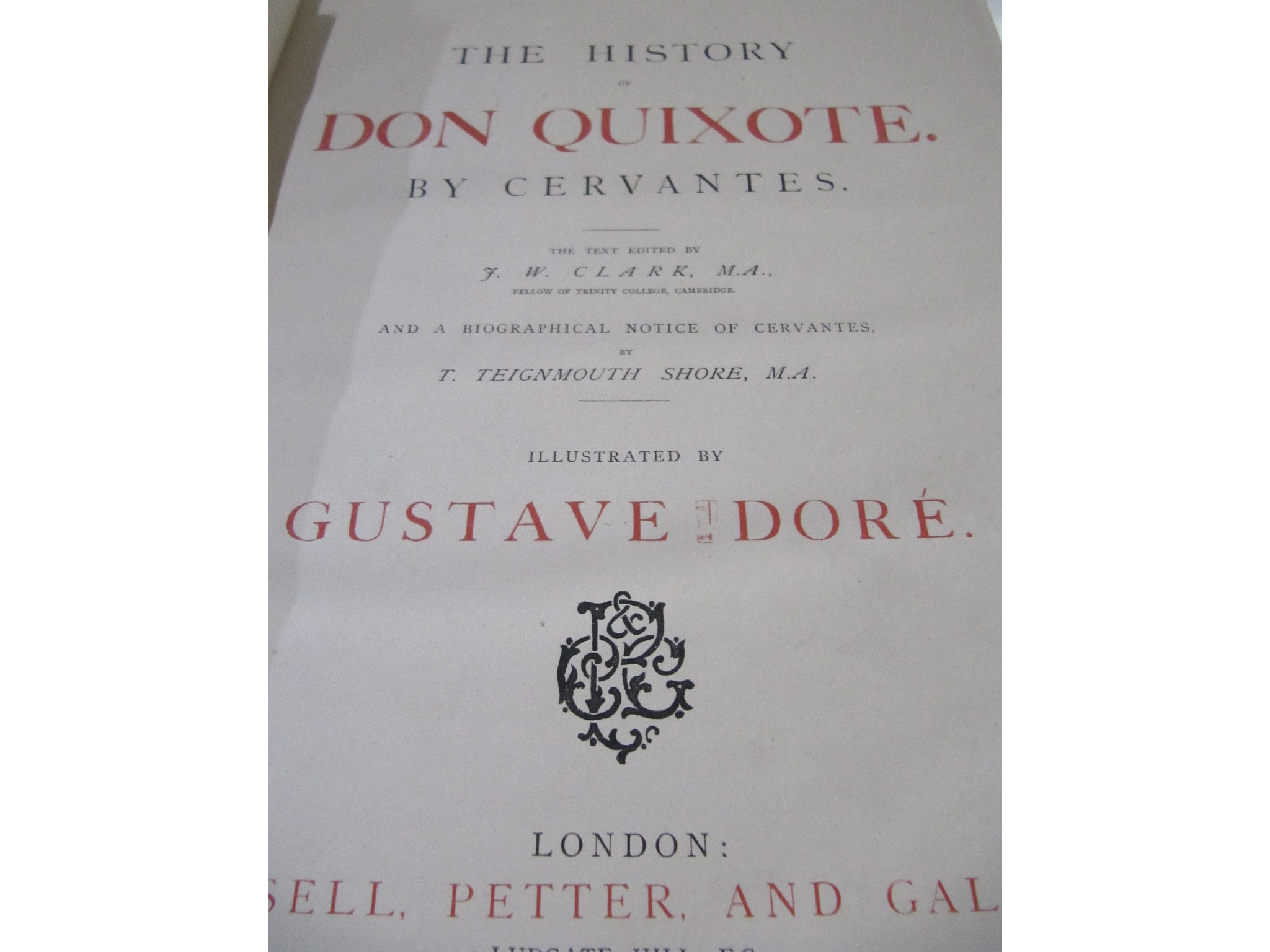 Appraisal: A copy of Don Quixote by Cervantes published London Russell