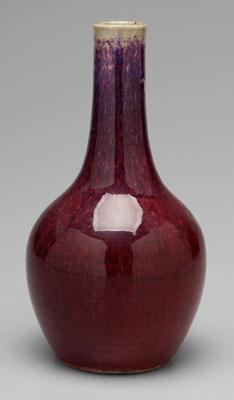 Appraisal: Chinese flamb bottle vase celadon rim runny purple glaze graduating