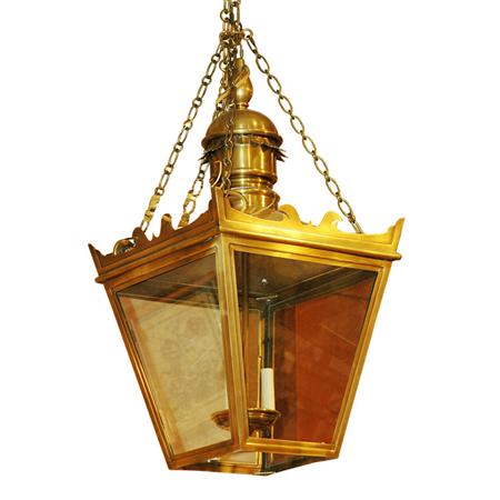 Appraisal: Georgian Style Brass and Glass Lantern Estimate nbsp nbsp nbsp