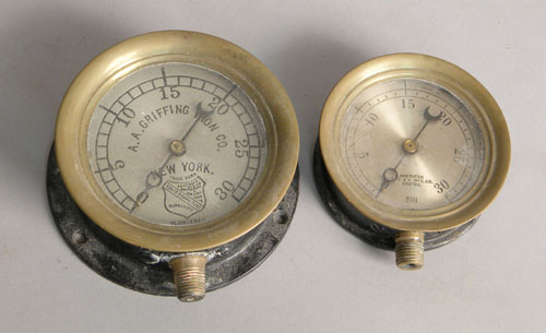 Appraisal: Group of five brass steam gauges early th c largest