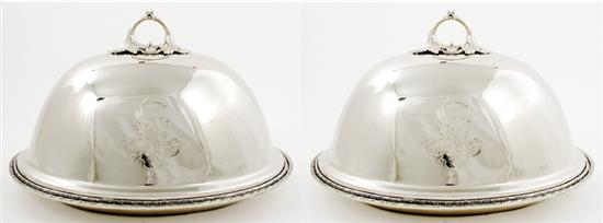 Appraisal: Pair silverplate meat covers and platters acanthus-laden handle on ovoid