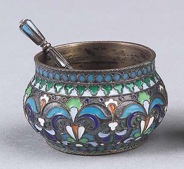 Appraisal: An Imperial Russian Silver Gilt and Enamel Salt and Salt