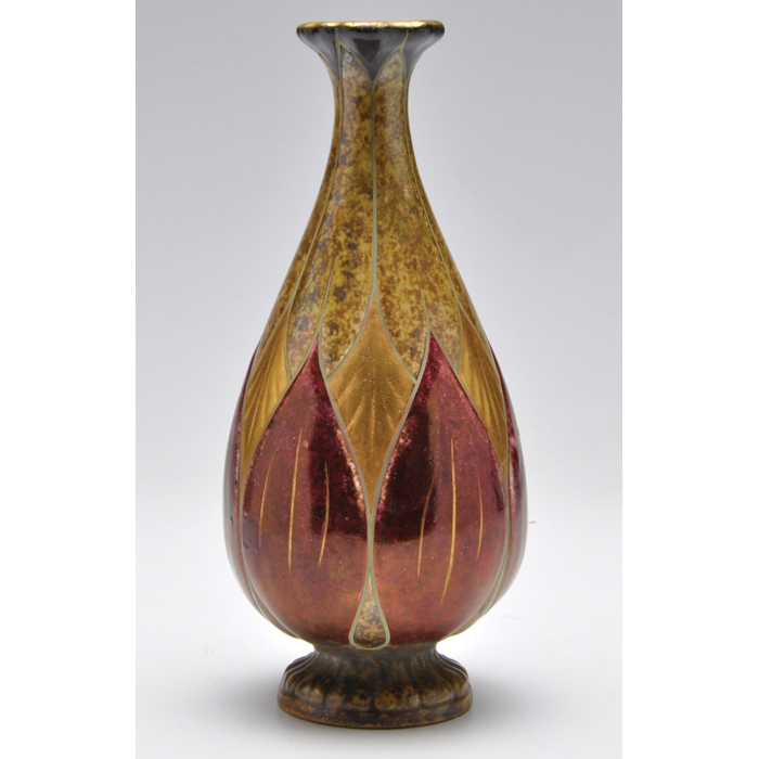 Appraisal: Amphora vase c bulbous and footed shape with organic designs