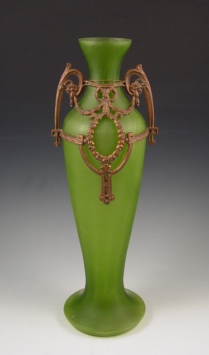 Appraisal: ART NOUVEAU METAL MOUNTED ART GLASS VASE Probably Belgium ''