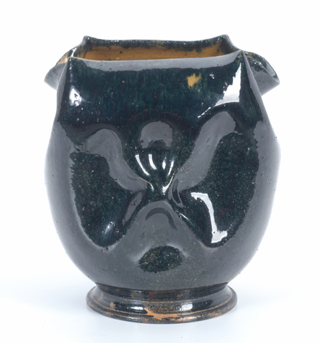 Appraisal: GEORGE OHR Vase with dimpled front and spouted rim covered