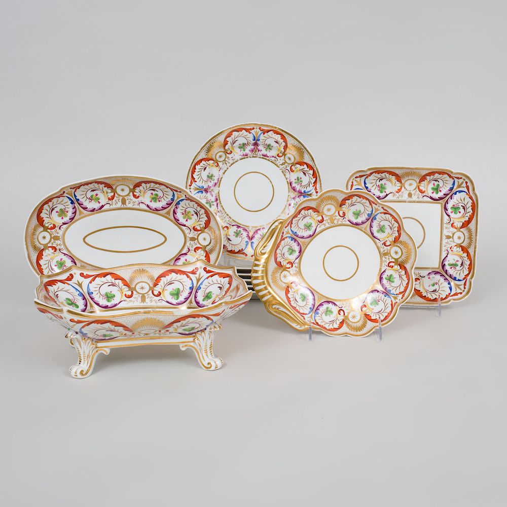 Appraisal: Coalport Iron Red and Gilt-Decorated Porcelain Part Dessert Service Comprising