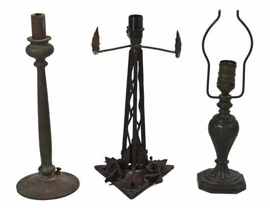 Appraisal: A Bradley and Hubbard Cast Metal Lamp Base of candlestick