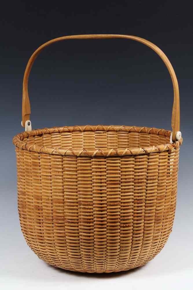 Appraisal: OVERSIZED NANTUCKET BASKET - Circa Oversized Open Swing Handle Nantucket