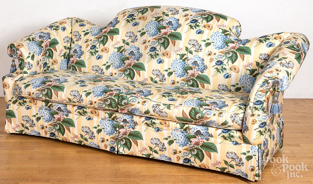 Appraisal: Pair of floral upholstered sofas l Provenan Pair of floral