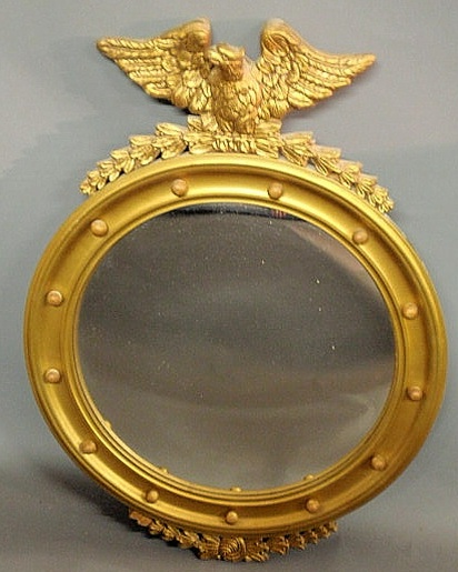 Appraisal: Girandole style gilt mirror with an eagle crest h x