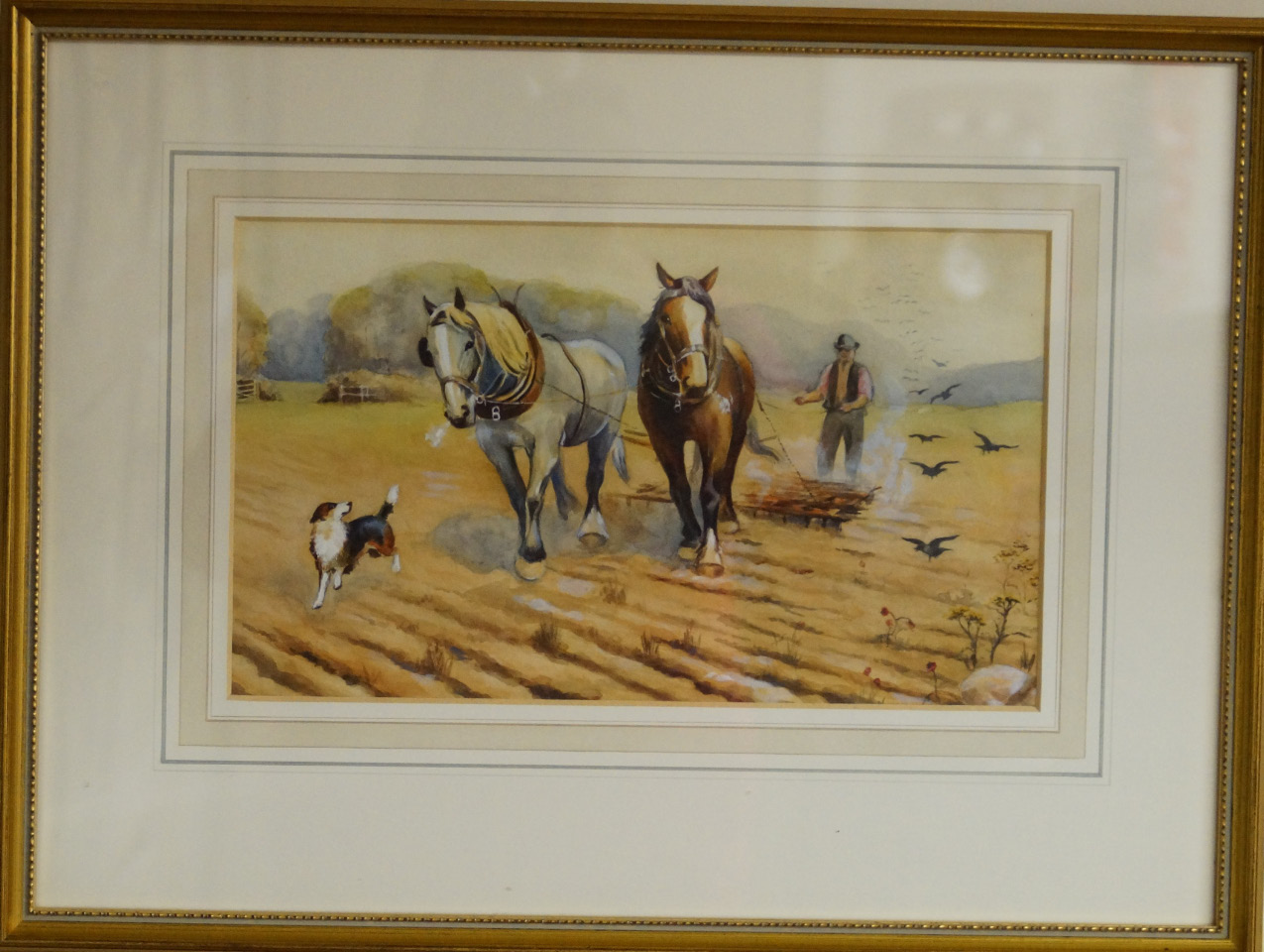 Appraisal: thC British School Ploughing scenes watercolour and body colour -