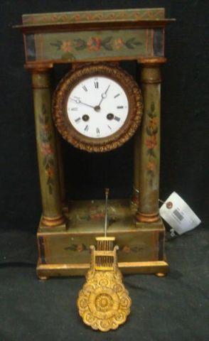 Appraisal: French Green Painted Clock Empire Style From a Greenwich location