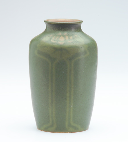 Appraisal: WALRATH Matte-painted vase with orange water lilies on light green