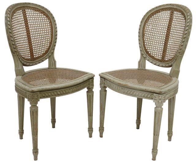 Appraisal: pair French Louis XVI style medallion-back chairs early th c