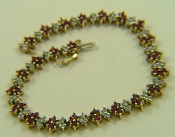 Appraisal: RUBY DIAMOND AND K GOLD BRACELET - in length and