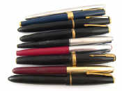 Appraisal: A mixed lot comprising eight Parker fountain pens and another