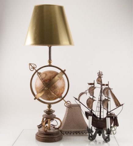 Appraisal: Two Decorator Lamps Globe lamp and a clipper ship lamp