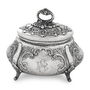 Appraisal: A German Silver Tea Caddy Late th Early th Century