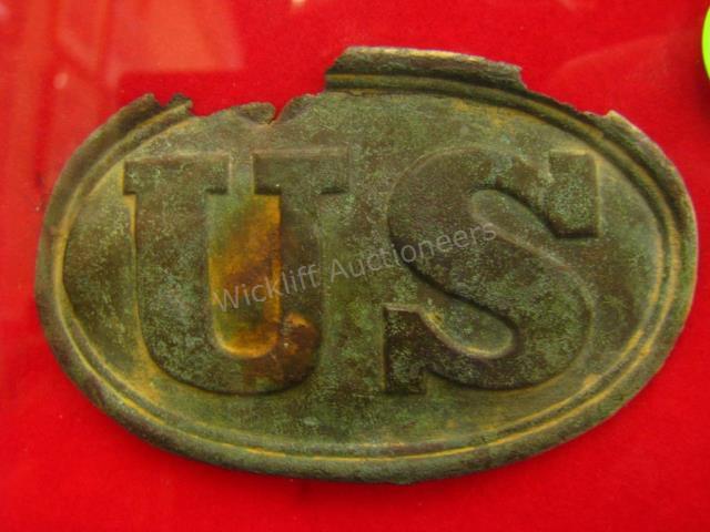 Appraisal: Civil War Union US Oval Belt Buckle patina consistent with