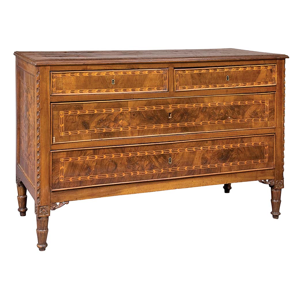 Appraisal: Northern Italian Neoclassical Walnut and Olivewood Commode Circa The line