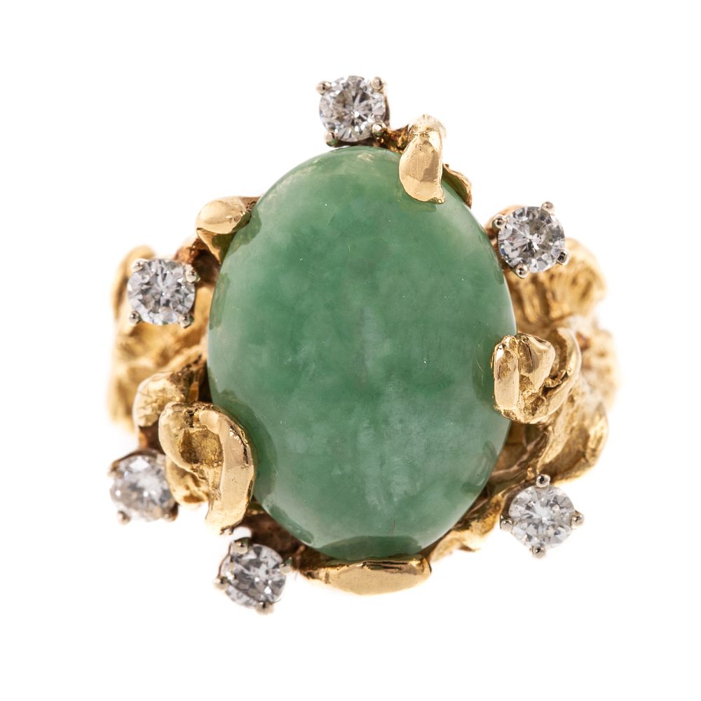 Appraisal: An K Free Form Ring Featuring Jade Diamonds K yellow