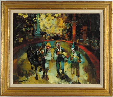 Appraisal: JEAN FABERT French th Century CIRQUE BOUGLIONE PARIS Oil on