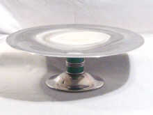 Appraisal: A large modern silver plated tazza by Christofle with turquoise