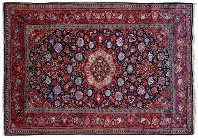 Appraisal: Silk inlaid Kashan rug central medallion with repeating smaller floral