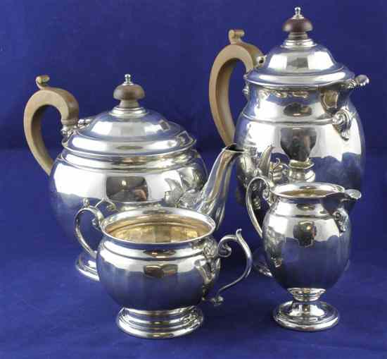 Appraisal: A George V silver four piece tea set of panelled