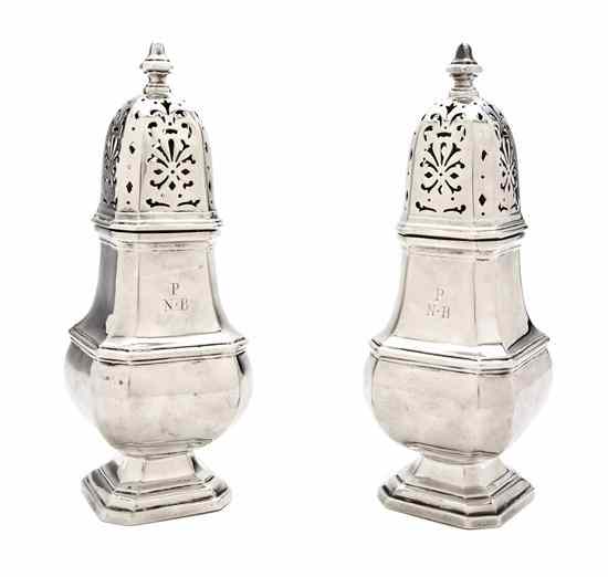 Appraisal: A Pair of English Silver Casters Lionel Alfred Crichton London