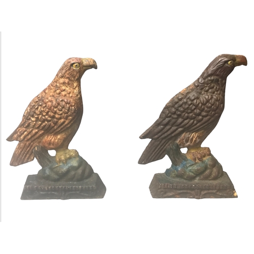 Appraisal: Two Painted Caste Iron Door Stops - Eagle Falcon