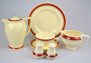 Appraisal: A Susie Cooper Art Deco part tea set decorated with