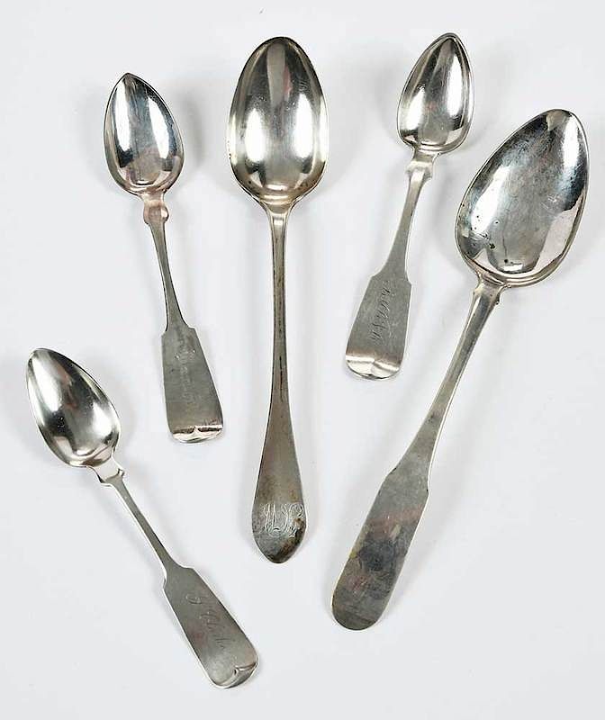 Appraisal: Coin Silver Spoons Approx pieces American th century including set