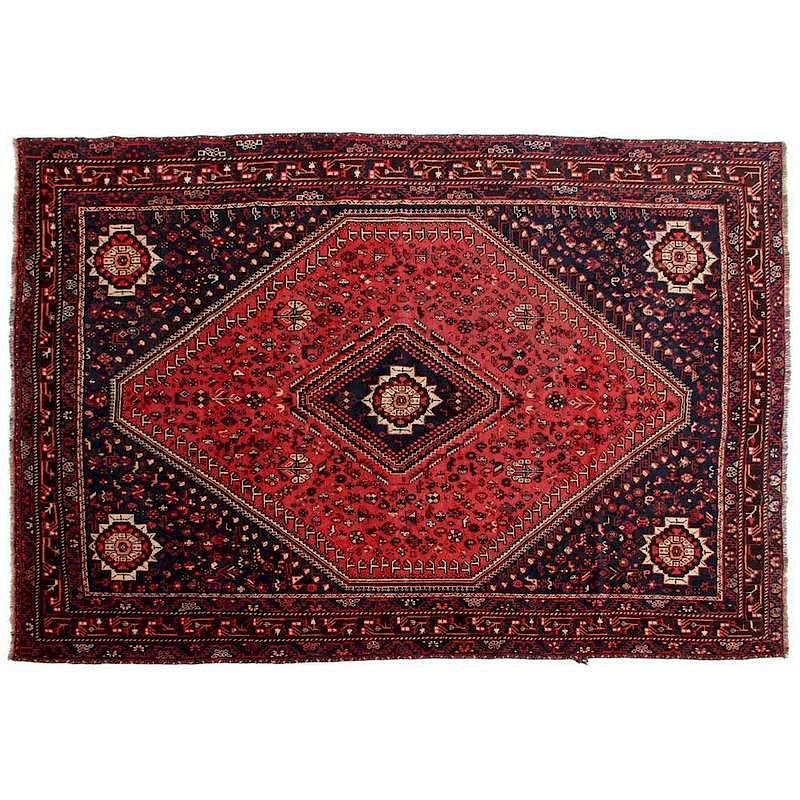 Appraisal: Persian Shiraz Rug circa wool foundation with a blue center