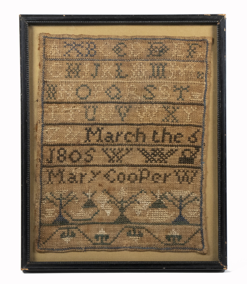 Appraisal: ALPHABET SAMPLER Early th c Linen Sampler wrought by Mary