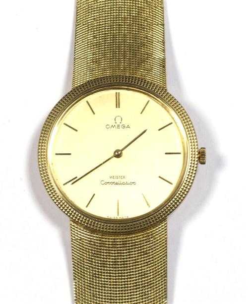 Appraisal: GOLD GENTLEMAN'S WRISTWATCH OMEGA CONSTELLATION s Yellow gold Ref Round