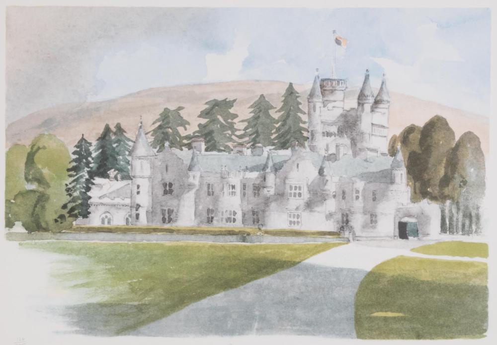 Appraisal: CHARLES III KING OF THE UNITED KINGDOM lithograph Balmoral castle