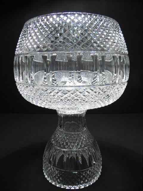 Appraisal: Large two piece cut crystal centerpiece punch bowl Includes base