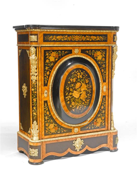 Appraisal: SIDEBOARD Napoleon III France Ebony tulipwood and dyed fruitwood marquetery