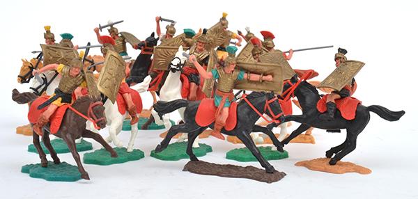 Appraisal: COLLECTION OF TIMPO PLASTIC ROMAN SOLDIERS ON HORSEBACK ALL WITH