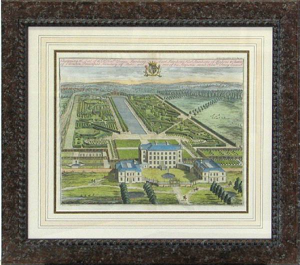 Appraisal: Three framed English prints of estates gardens framed dimensions x